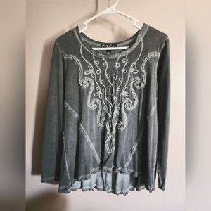 Gretty Zueger Boho Embroidered Top Blouse